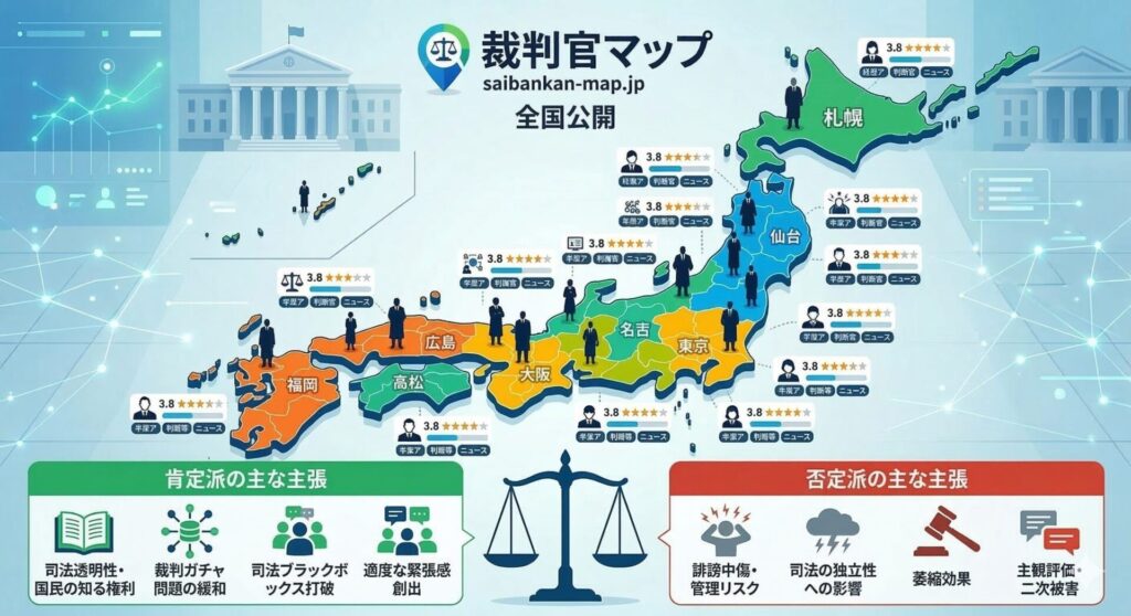 【賛否両論】新サービス「裁判官マップ」 裁判官マップ