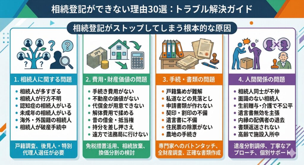 相続登記ができない理由30選：書類が集まらない・費用がない…トラブル解決ガイド
